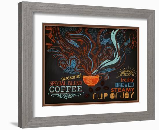 Chalkboard Poster for Coffee Shop-LanaN.-Framed Art Print