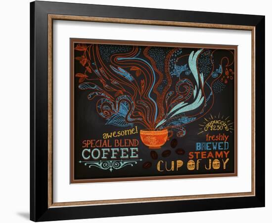 Chalkboard Poster for Coffee Shop-LanaN.-Framed Art Print