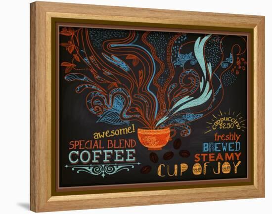 Chalkboard Poster for Coffee Shop-LanaN.-Framed Stretched Canvas