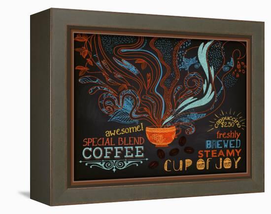 Chalkboard Poster for Coffee Shop-LanaN.-Framed Stretched Canvas