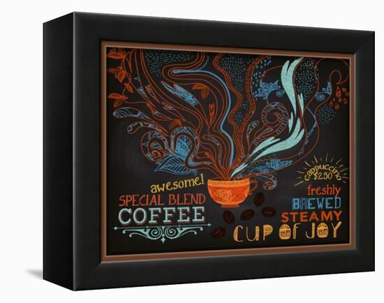 Chalkboard Poster for Coffee Shop-LanaN.-Framed Stretched Canvas