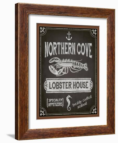 Chalkboard Poster for Seafood Restaurant-LanaN.-Framed Art Print