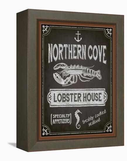 Chalkboard Poster for Seafood Restaurant-LanaN.-Framed Stretched Canvas