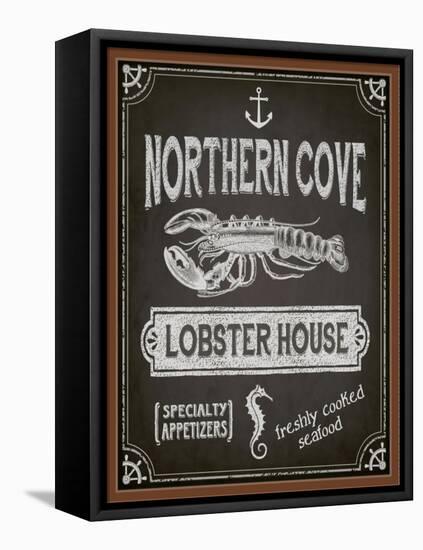 Chalkboard Poster for Seafood Restaurant-LanaN.-Framed Stretched Canvas