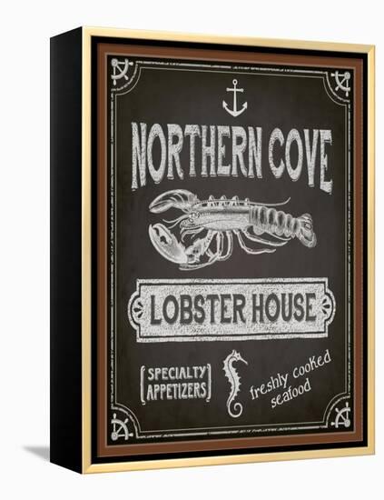 Chalkboard Poster for Seafood Restaurant-LanaN.-Framed Stretched Canvas