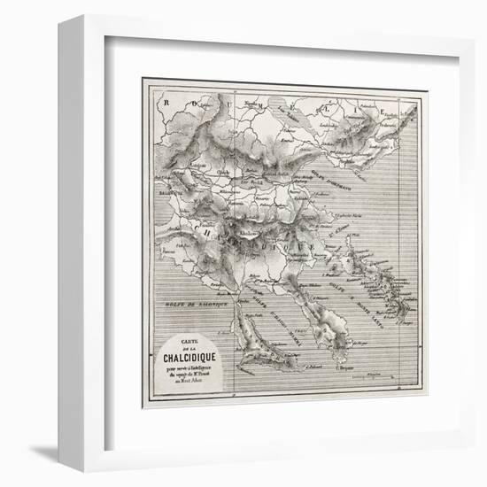 Chalkidiki Old Map, Greece. Created By Vuillemin, Published On Le Tour Du Monde, Paris, 1860-marzolino-Framed Art Print