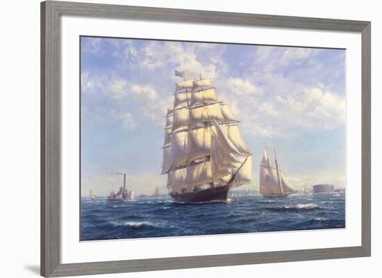 'Challenge' leaving New York in the 1850s-Roy Cross-Framed Giclee Print