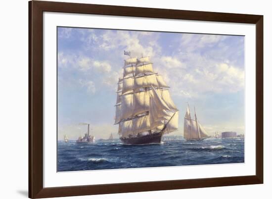 'Challenge' leaving New York in the 1850s-Roy Cross-Framed Giclee Print