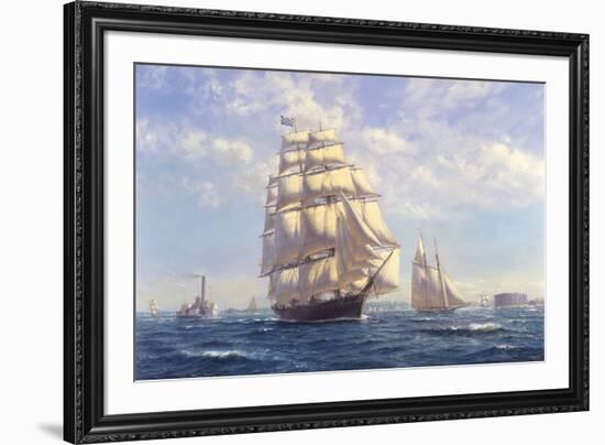 'Challenge' leaving New York in the 1850s-Roy Cross-Framed Giclee Print