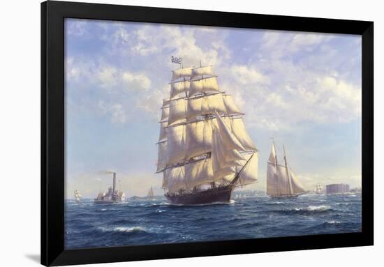 'Challenge' leaving New York in the 1850s-Roy Cross-Framed Giclee Print