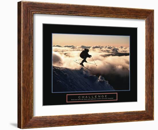 Challenge - Skier in Clouds-Unknown Unknown-Framed Photo