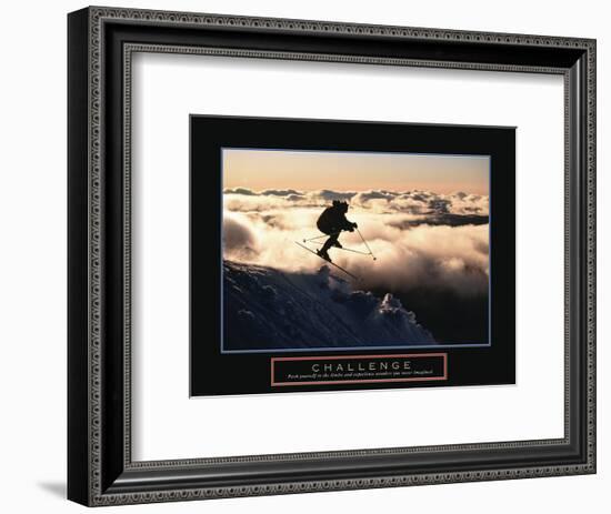 Challenge - Skier in Clouds-Unknown Unknown-Framed Photo