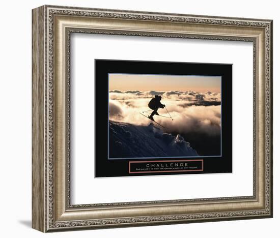 Challenge - Skier in Clouds-Unknown Unknown-Framed Photo