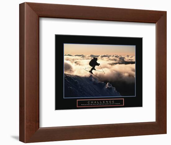 Challenge - Skier in Clouds-Unknown Unknown-Framed Photo