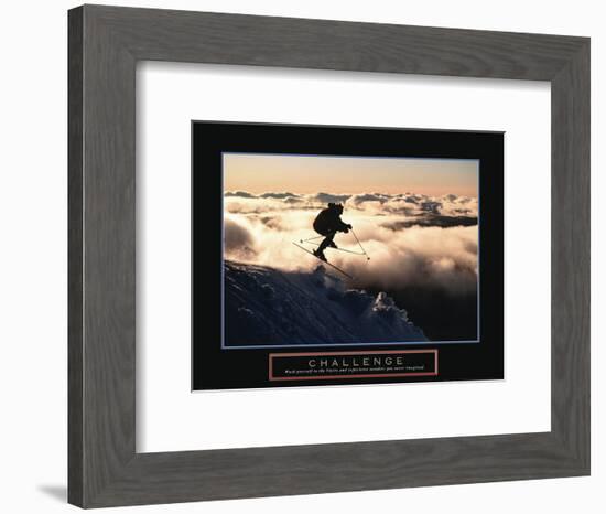 Challenge - Skier in Clouds-Unknown Unknown-Framed Photo