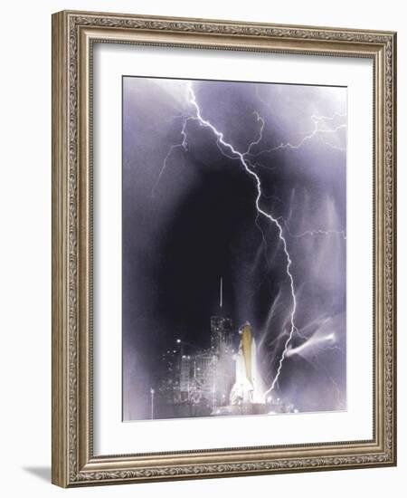 Challenger struck by lightning-Science Source-Framed Giclee Print