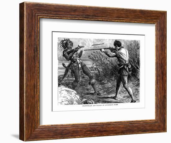 Chamberlain and Paugus at Lovewell's Fight, 1725-null-Framed Giclee Print