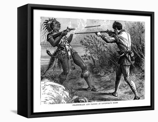 Chamberlain and Paugus at Lovewell's Fight, 1725-null-Framed Premier Image Canvas