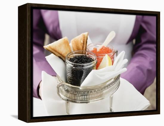 Chambermaid Serving Caviar and Toast-null-Framed Premier Image Canvas