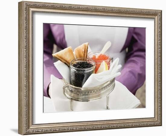 Chambermaid Serving Caviar and Toast-null-Framed Photographic Print