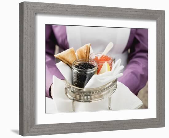 Chambermaid Serving Caviar and Toast-null-Framed Photographic Print