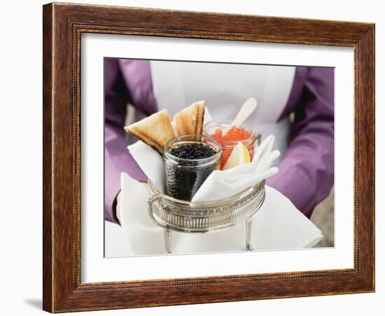 Chambermaid Serving Caviar and Toast-null-Framed Photographic Print