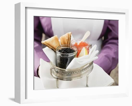 Chambermaid Serving Caviar and Toast-null-Framed Photographic Print