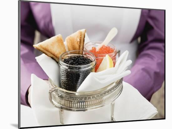 Chambermaid Serving Caviar and Toast-null-Mounted Photographic Print