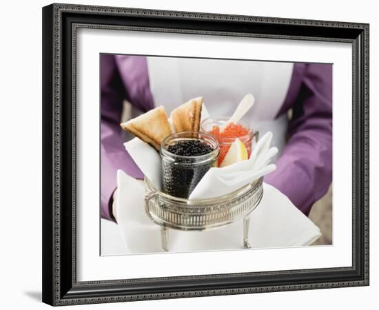 Chambermaid Serving Caviar and Toast-null-Framed Photographic Print