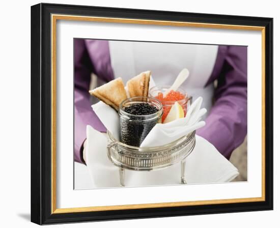 Chambermaid Serving Caviar and Toast-null-Framed Photographic Print
