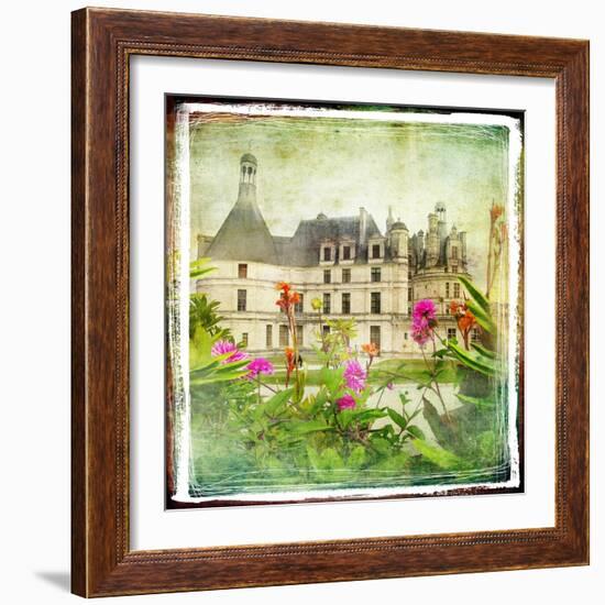 Chambord Castle -Retro Styled Picture-Maugli-l-Framed Art Print