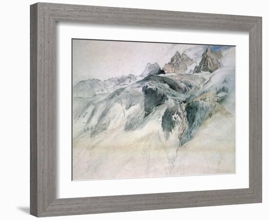 Chamonix, Aiguille Charmoz, from a Window of the Union, 1849-John Ruskin-Framed Giclee Print