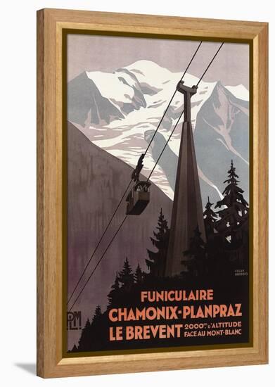 Chamonix Mont-Blanc, France - Funiculaire Le Brevent Cable Car Poster-Lantern Press-Framed Stretched Canvas