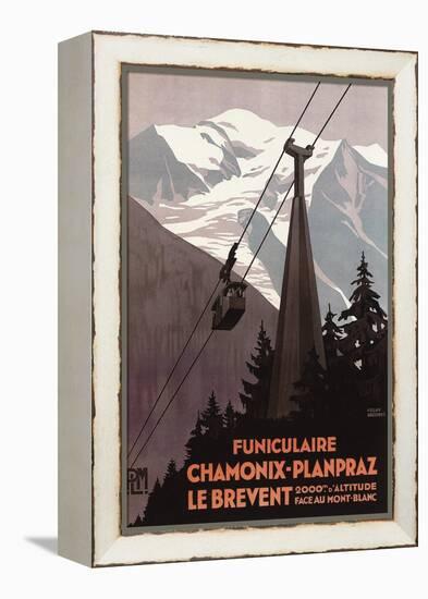 Chamonix Mont-Blanc, France - Funiculaire Le Brevent Cable Car Poster-Lantern Press-Framed Stretched Canvas