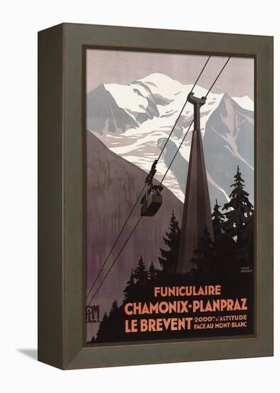 Chamonix Mont-Blanc, France - Funiculaire Le Brevent Cable Car Poster-Lantern Press-Framed Stretched Canvas