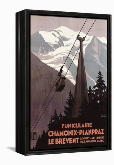 Chamonix Mont-Blanc, France - Funiculaire Le Brevent Cable Car Poster-Lantern Press-Framed Stretched Canvas