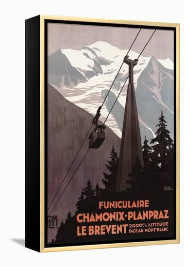 Chamonix Mont-Blanc, France - Funiculaire Le Brevent Cable Car Poster-Lantern Press-Framed Stretched Canvas
