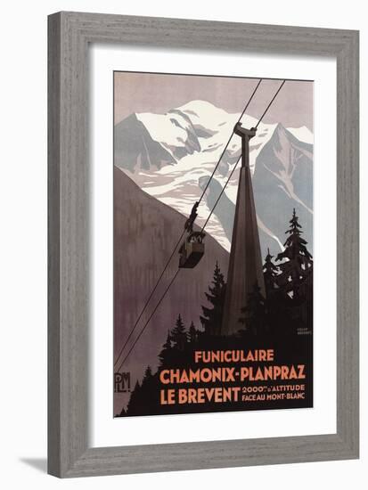 Chamonix Mont-Blanc, France - Funiculaire Le Brevent Cable Car Poster-Lantern Press-Framed Premium Giclee Print