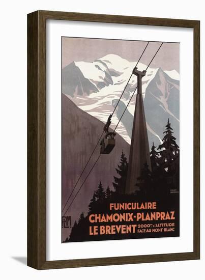 Chamonix Mont-Blanc, France - Funiculaire Le Brevent Cable Car Poster-Lantern Press-Framed Premium Giclee Print