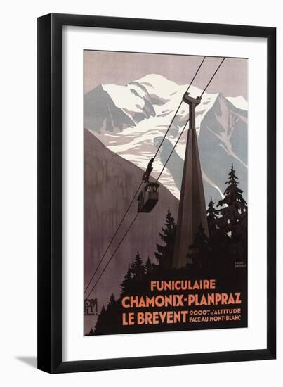Chamonix Mont-Blanc, France - Funiculaire Le Brevent Cable Car Poster-Lantern Press-Framed Premium Giclee Print