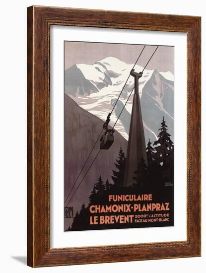 Chamonix Mont-Blanc, France - Funiculaire Le Brevent Cable Car Poster-Lantern Press-Framed Art Print