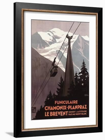 Chamonix Mont-Blanc, France - Funiculaire Le Brevent Cable Car Poster-Lantern Press-Framed Art Print
