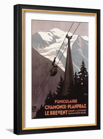 Chamonix Mont-Blanc, France - Funiculaire Le Brevent Cable Car Poster-Lantern Press-Framed Art Print