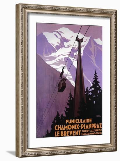 Chamonix-Mont Blanc, France - Funicular Railway to Brevent Mt.-Lantern Press-Framed Premium Giclee Print