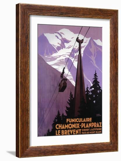 Chamonix-Mont Blanc, France - Funicular Railway to Brevent Mt.-Lantern Press-Framed Premium Giclee Print