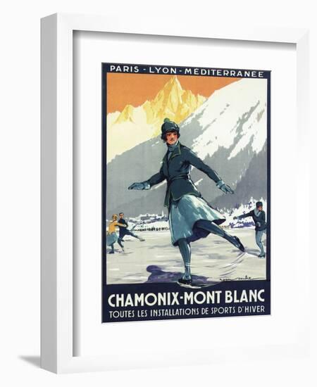 Chamonix Mont-Blanc, France - Ice Skating-Lantern Press-Framed Art Print