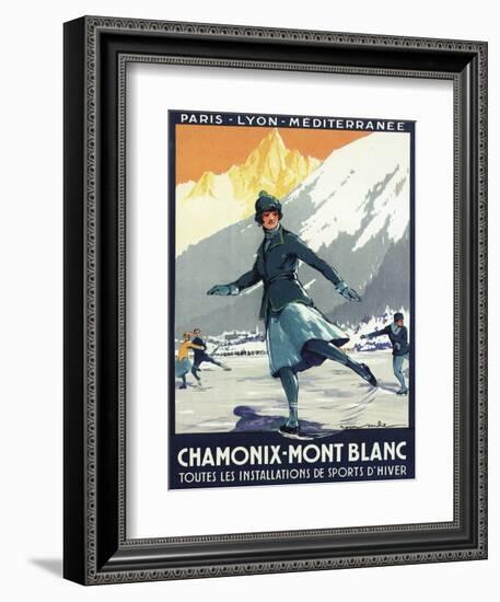 Chamonix Mont-Blanc, France - Ice Skating-Lantern Press-Framed Art Print