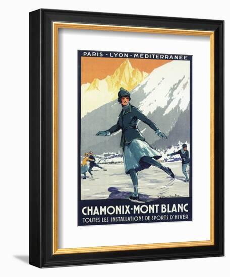 Chamonix Mont-Blanc, France - Ice Skating-Lantern Press-Framed Art Print