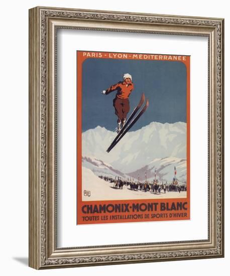 Chamonix Mont-Blanc, France - Ski Jump-Lantern Press-Framed Art Print