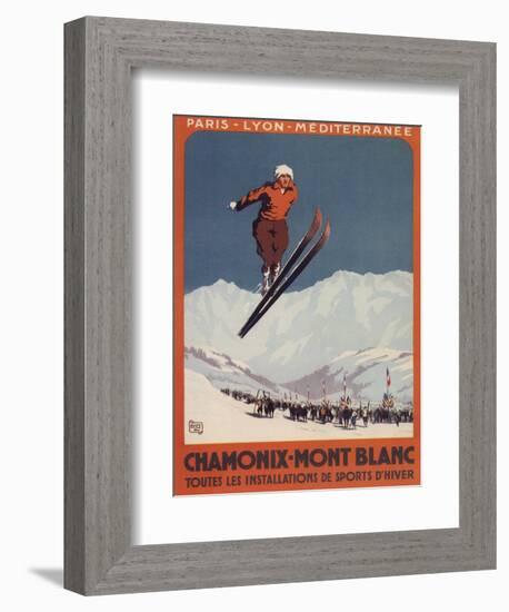 Chamonix Mont-Blanc, France - Ski Jump-Lantern Press-Framed Art Print